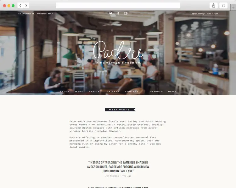 Padre - Cafe Template with Variant Page Builder