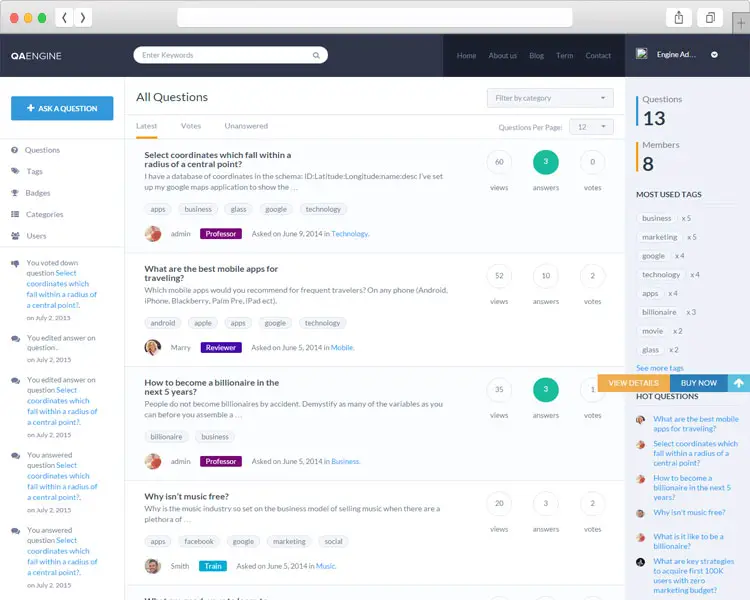 QAEngine - Powerful Question and Answer WordPress Theme