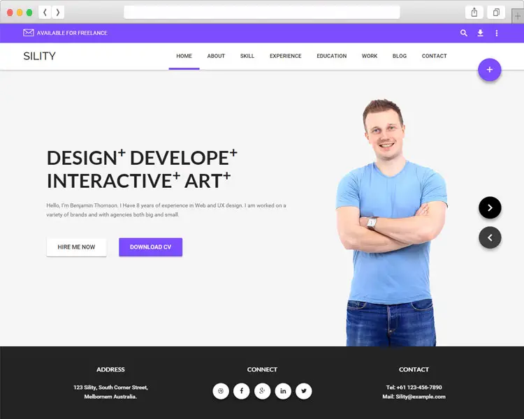 Sility - Creative Design CV & Resume WordPress Theme