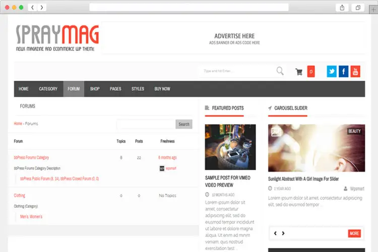 Spraymag – A Theme for bbPress, eCommerce, Magazine & Blog