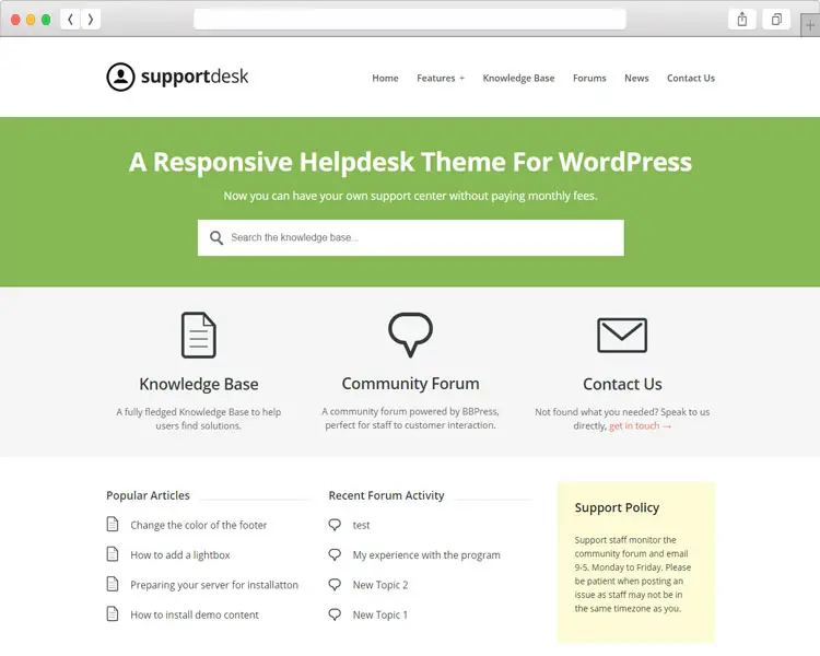 Support Desk - A Responsive Helpdesk and Knowledge Base Theme