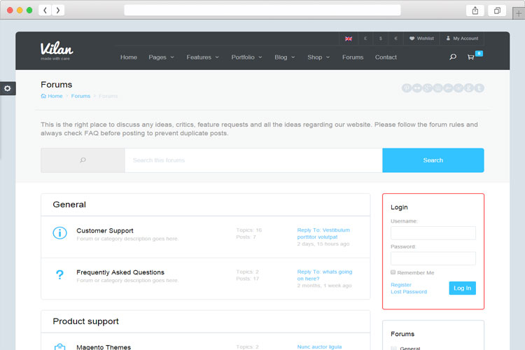 Vilan - Elegant Design Corporate, Shop & Forum WordPress Theme
