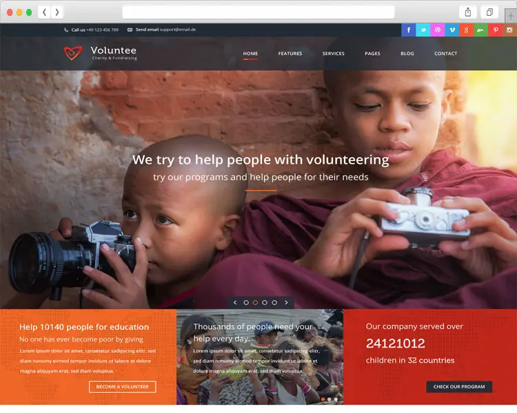 Volunteer - Charity & Fundraising Responsive HTML Template