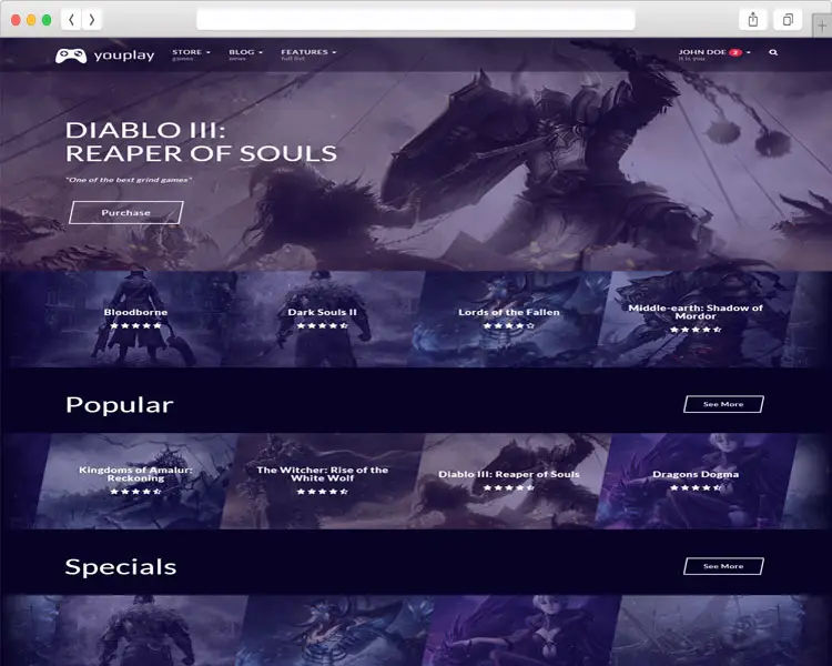 Youplay - Game Store and Blog Website Template
