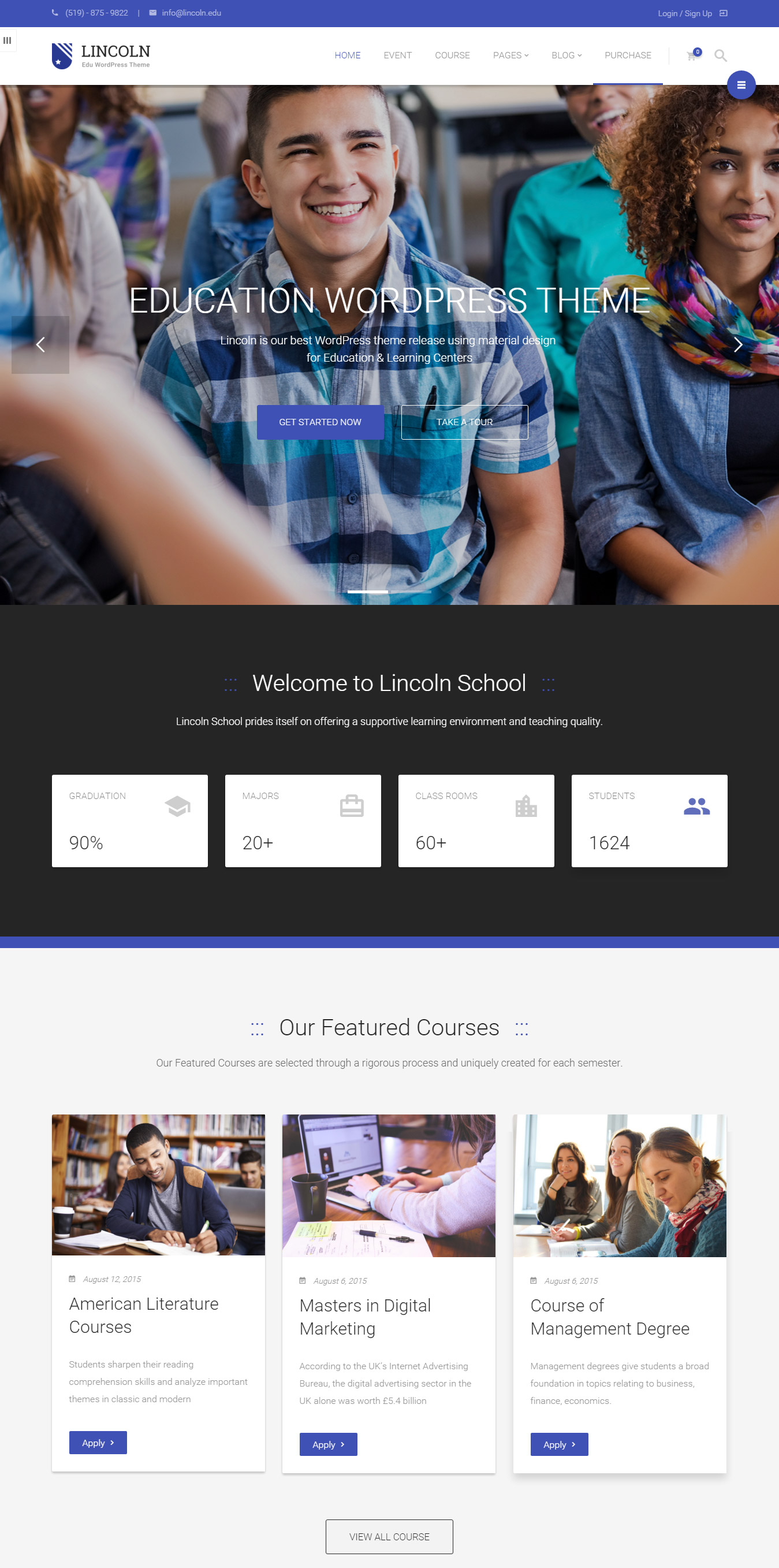 Lincoln - Educational WordPress Theme with Material Design