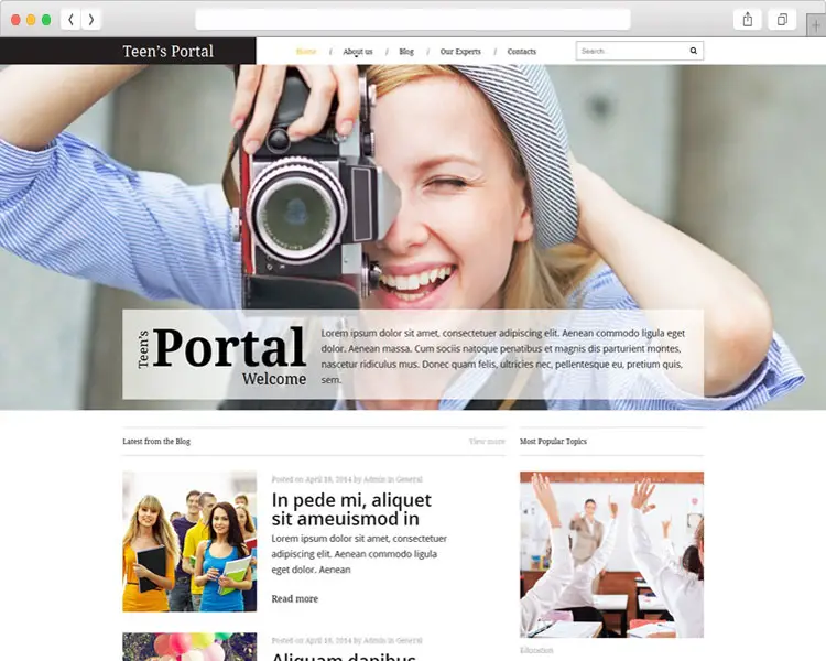 Teen’s Portal - News Site Template for Teen Club