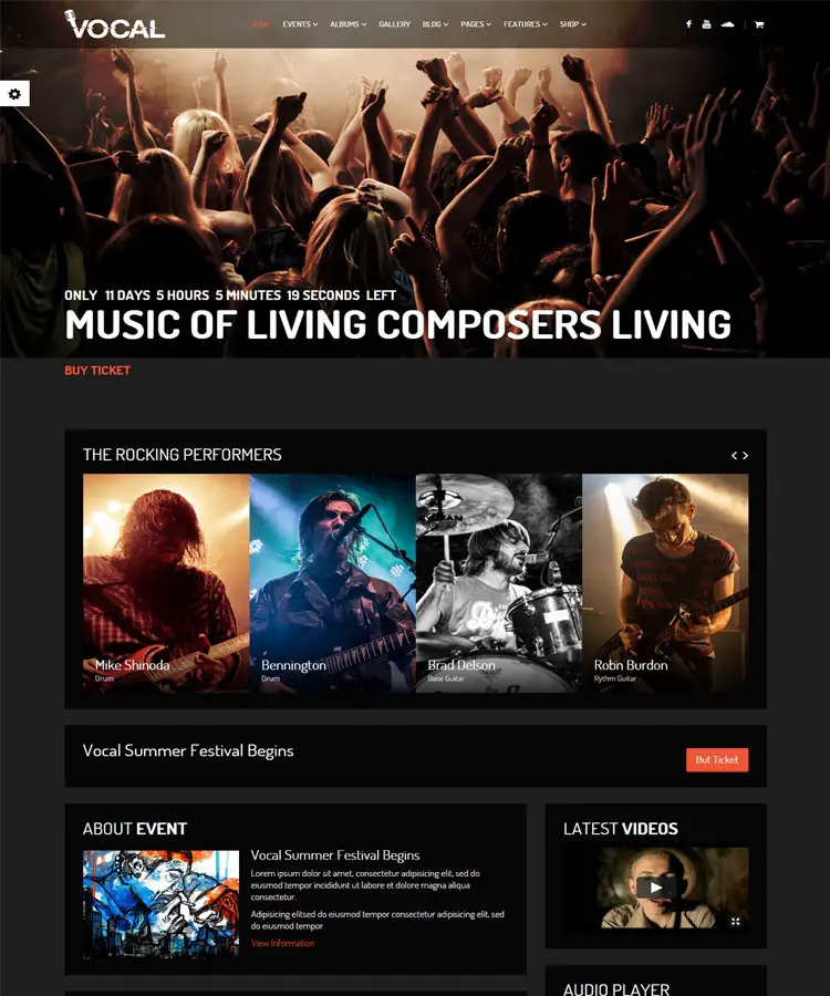 Vocal nightclub WordPress theme