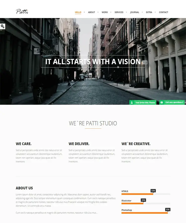 Patti - Creative Design Single Page WordPress Theme