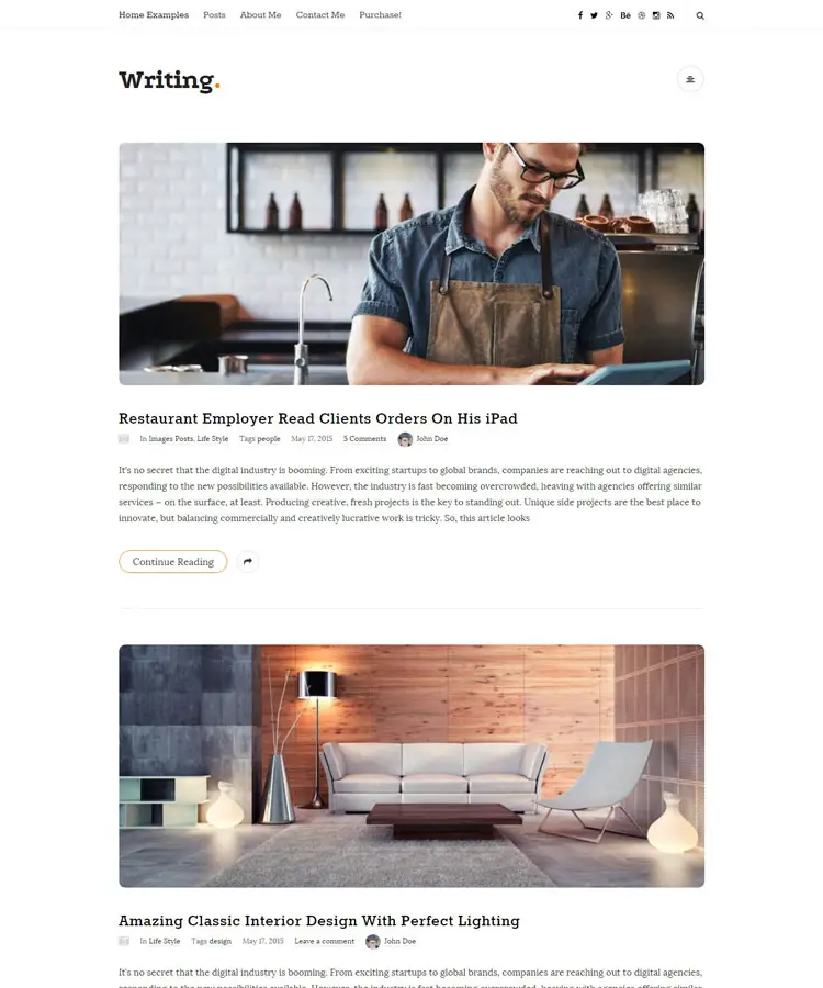 Writing - Simple & Clean Design WP Theme