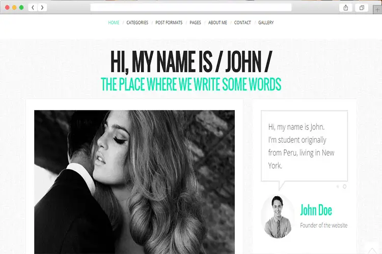 John Doe's Blog - Personal WordPress Theme for Blogs