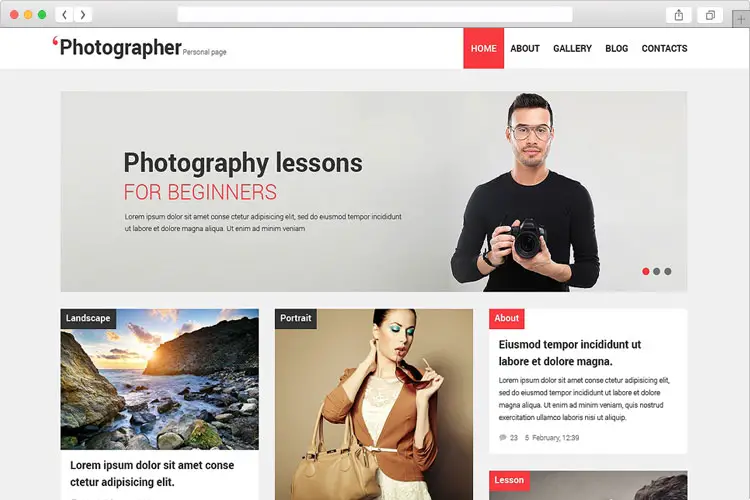 Photographer - Personal Portfolio Responsive WordPress Theme