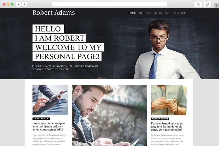Robert Adams - WordPress Theme for personal identity