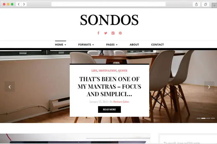 Sondos - Clean Design WordPress Personal Blogging Theme