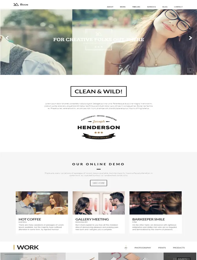 The Moon one page WordPress theme