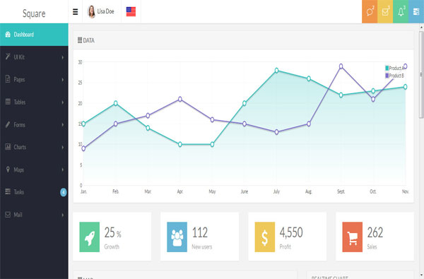 Square - Responsive Admin App with AngularJS Template