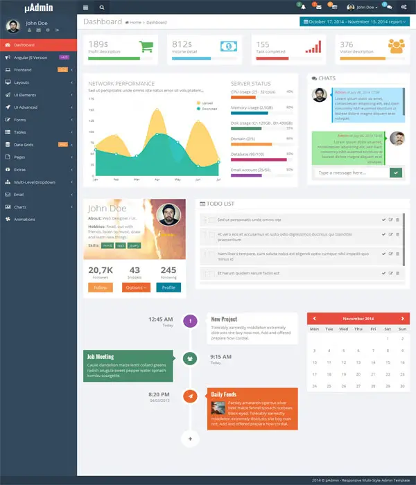 mAdmin - Bootstrap Multi Style AngularJS Admin With Frontend