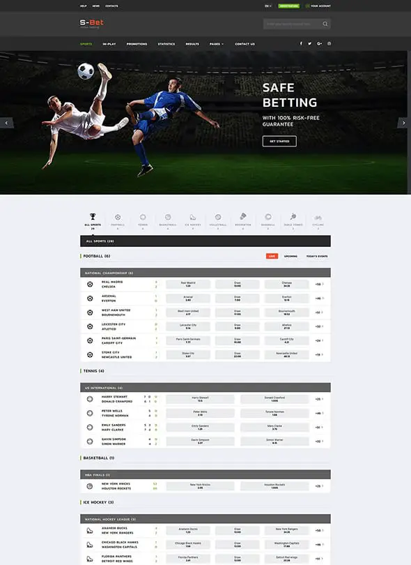 S-Bet Online Sports Betting Multipage HTML template