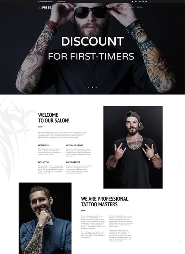 InkPress - Tattoo Salon Moto CMS HTML Template