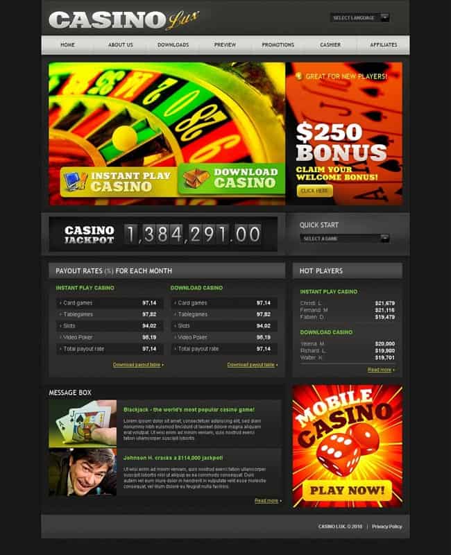 Casino Bux - Online Gambling Casino Site Template