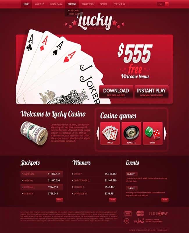 Lucky - Casino Gambling Website Templatee