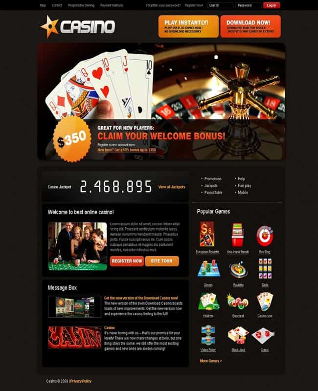 Online Casino - Responsive Gambling Casino Website Template