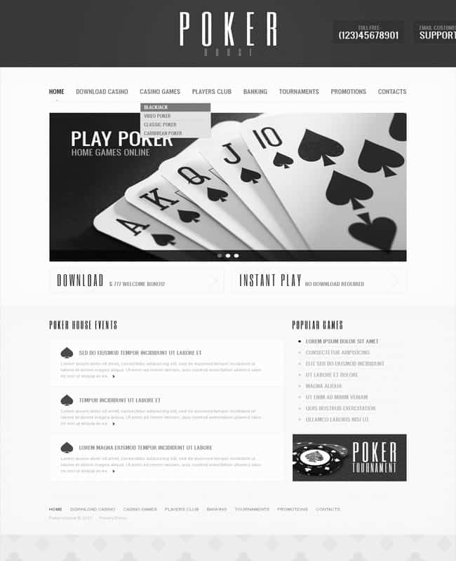 Poker House - Online Poker Gambling Website Template