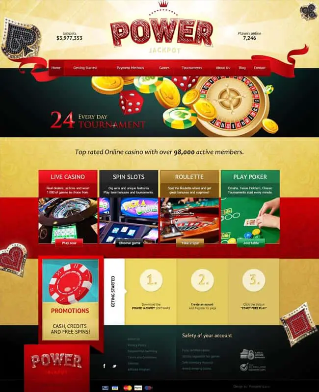 Power Jackpot - Glossy and shiny Casino HTML Template