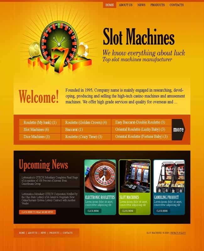 Slot Machines - Casino Product Website Template