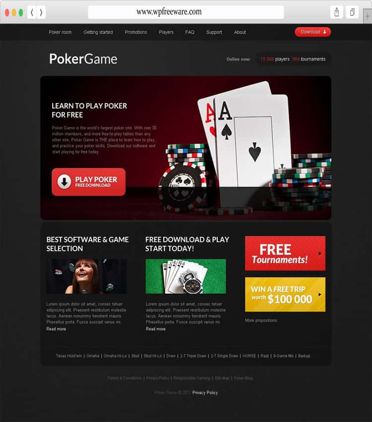 Poker Game - Poker Site Template