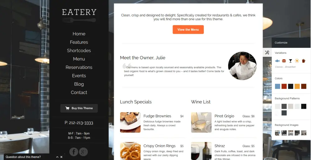 Eatery family WordPress theme