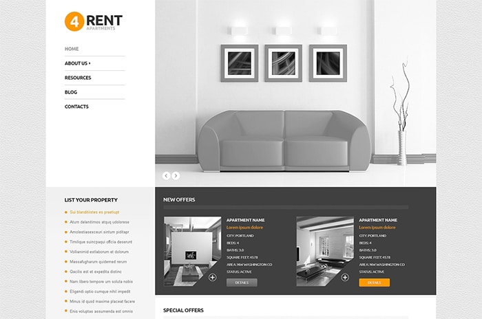 Grey Real Estate Responsive WordPress Theme