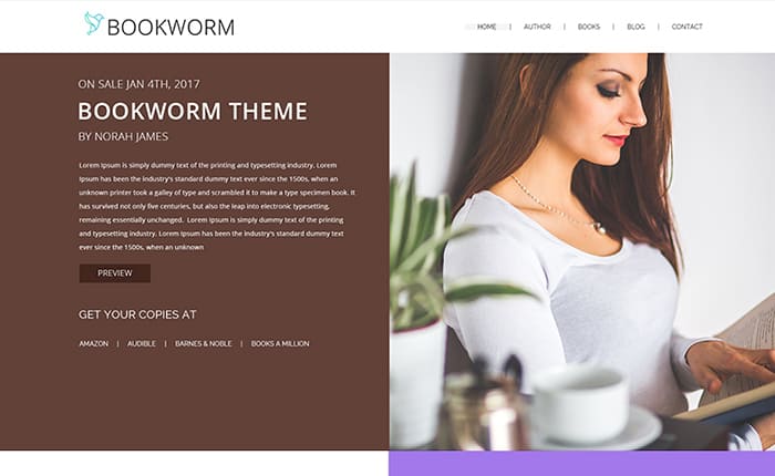 NF Book Worm - FullScreen Book Authors WordPress Theme