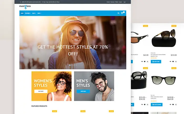 MaxiGlass Eye Glasses WooCommerce Theme