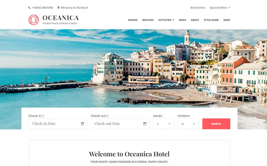 Oceanica - Hotel Booking WordPress Theme