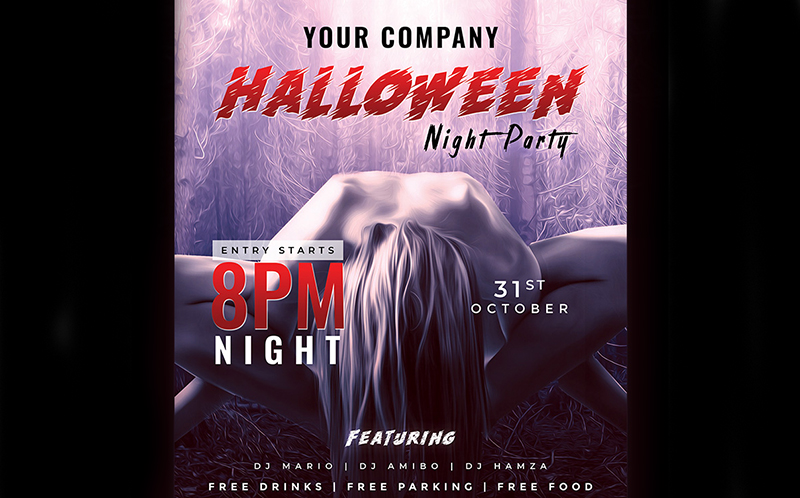 Halloween Night Party Flyer Corporate Identity Template