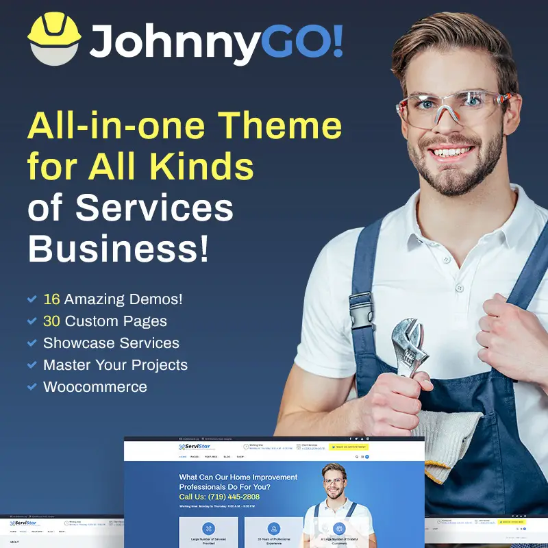JohnnyGo - Multipurpose Home Services WordPress theme Handyman    