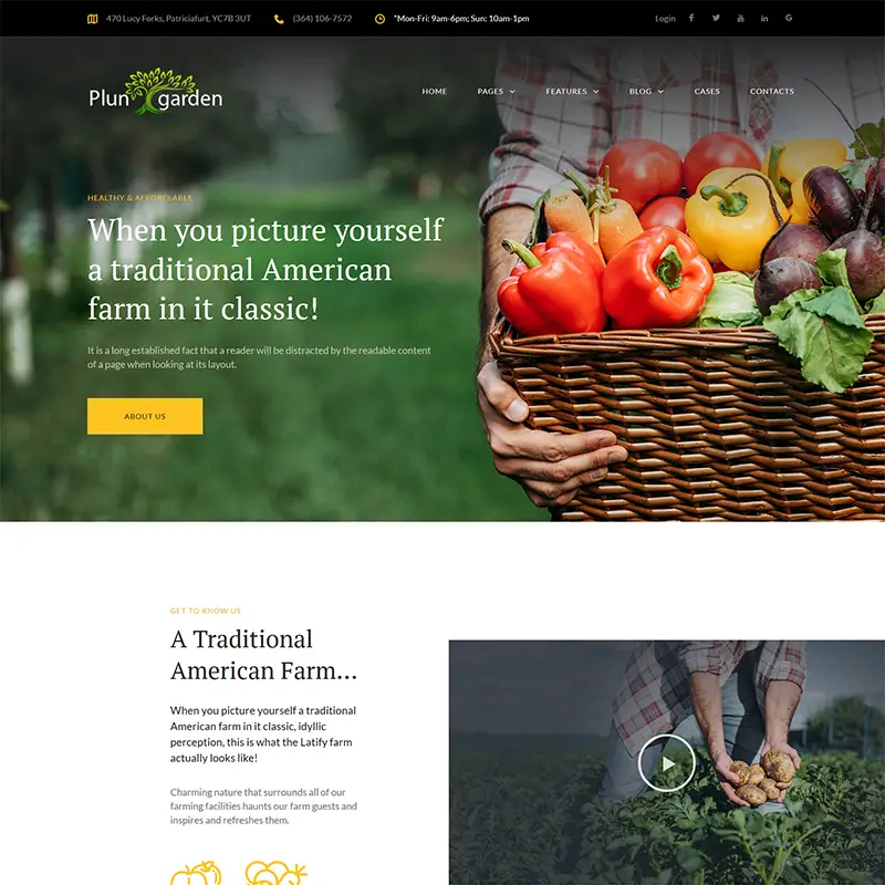 Plungarden - Village Farm Responsive Elementor WordPress Theme