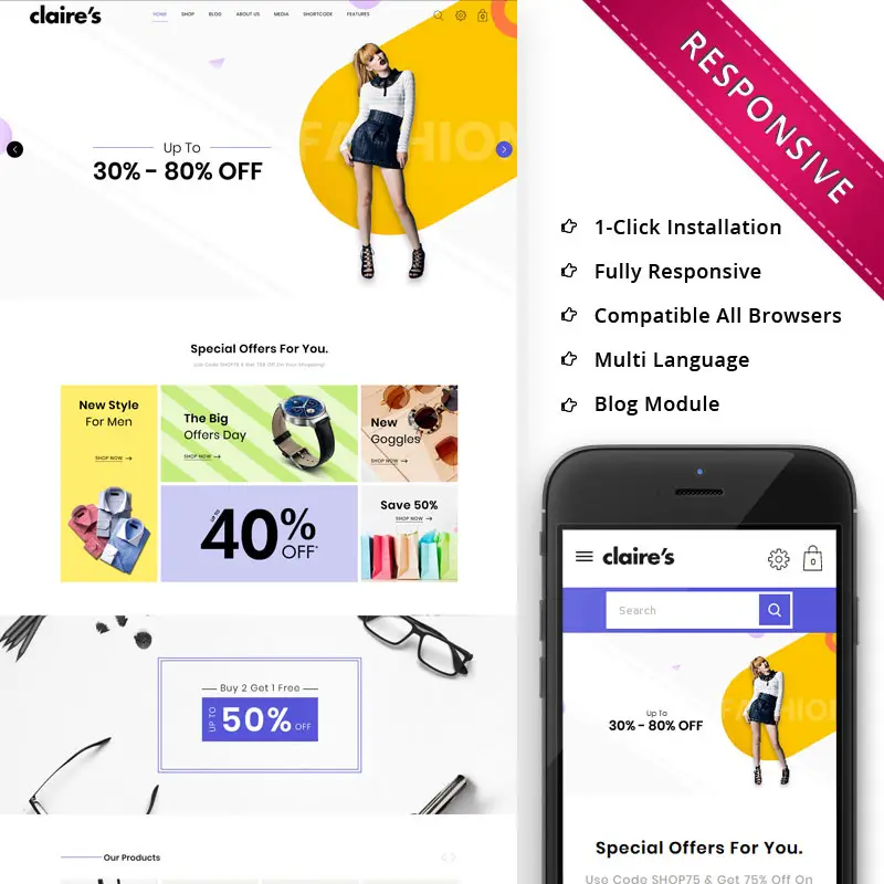 Claires - The Fashion Store Responsive WooCommerce Theme