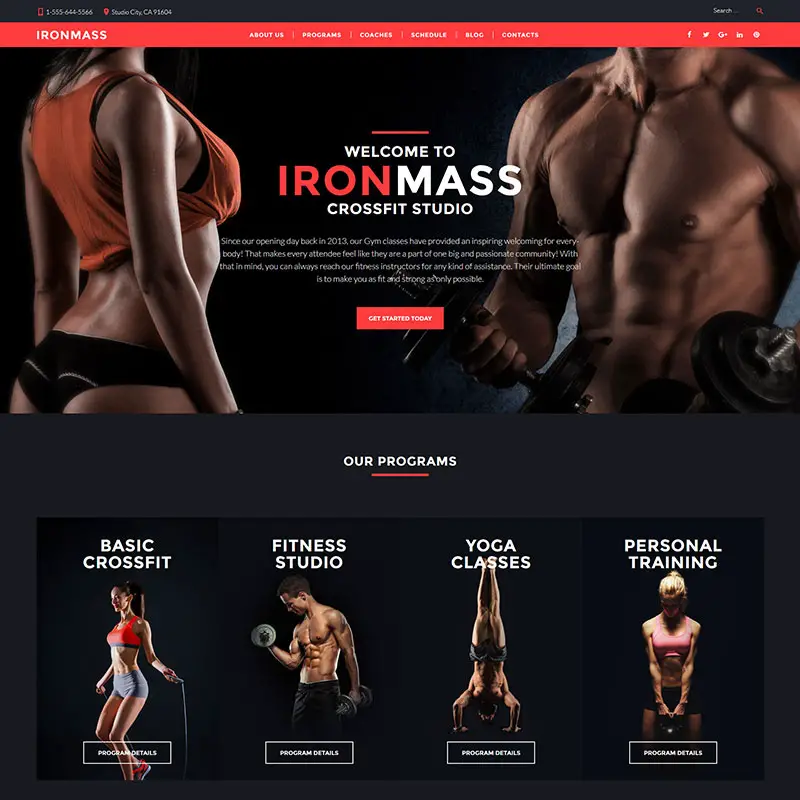 Gym Fitness Responsive Website Template    