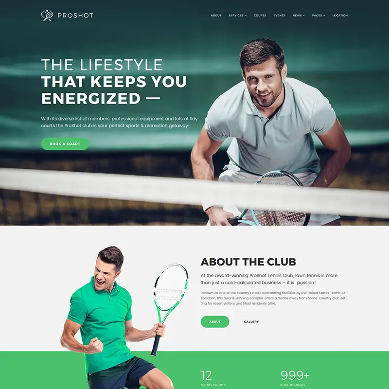 Tennis Club WordPress Theme    