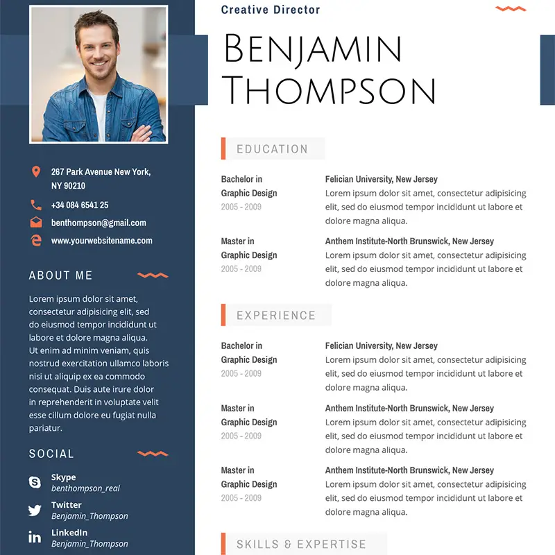 Benjamin Thompson - Multipurpose Elegant Resume Template Resume Template