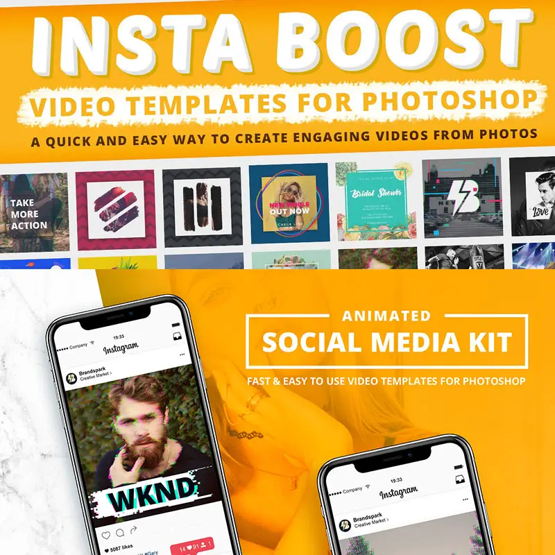 Animated - Instagram Video Templates for Photoshop Social Media