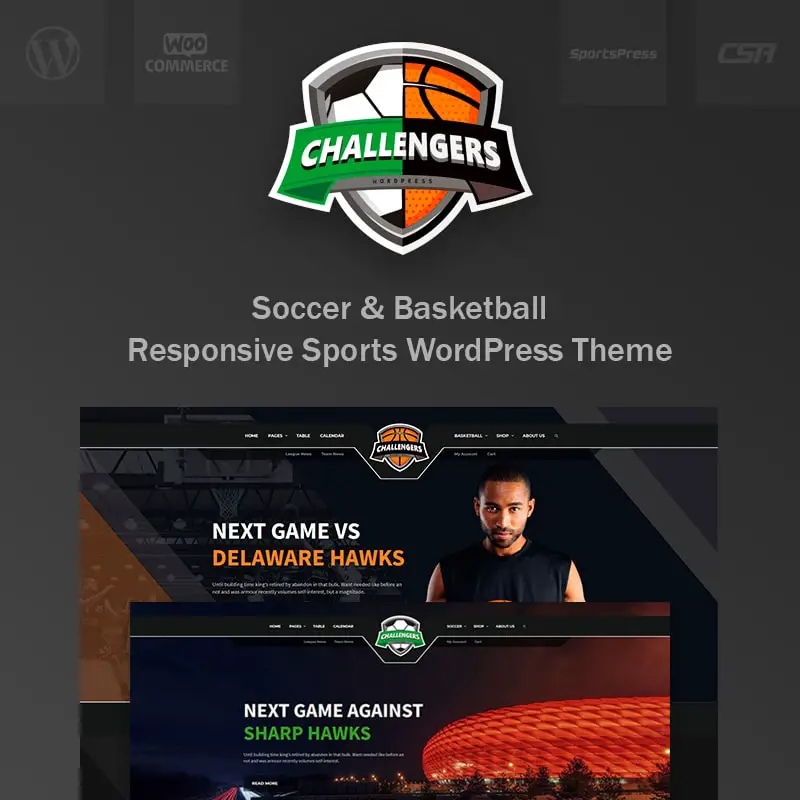 Challengers - Soccer and Basketball Club Sports WordPress Theme