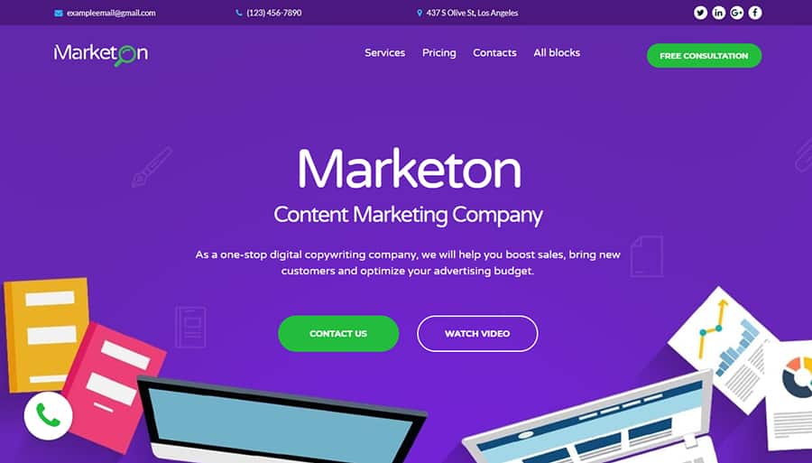 Marketon landing page