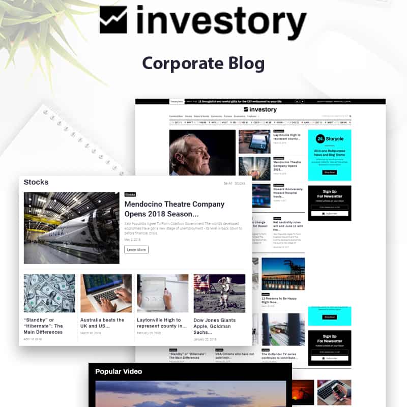 Investory - Corporate Blog Elementor WordPress Theme