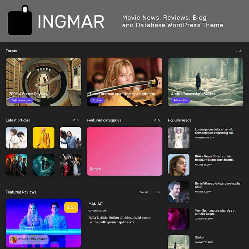 INGMAR - Movie News, Reviews, Blog and Database WordPress Theme