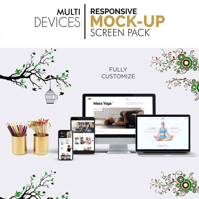 Multi Devices Responsive Screen Pack Product Mockup