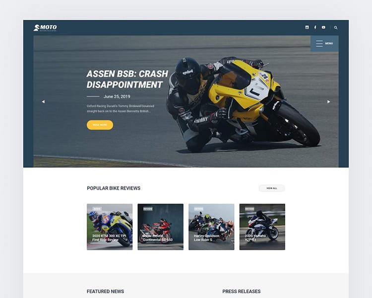Motorcycle News Website Template - TemplateMonster