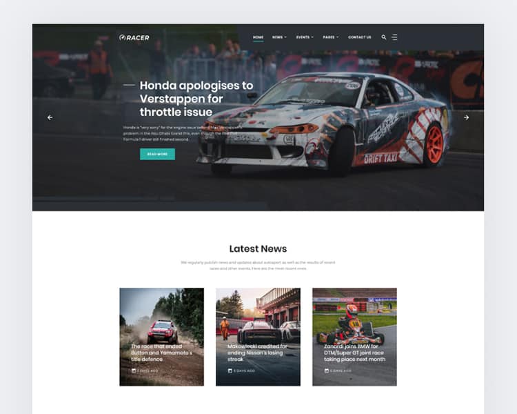 Car Sports News Website Template - TemplateMonster