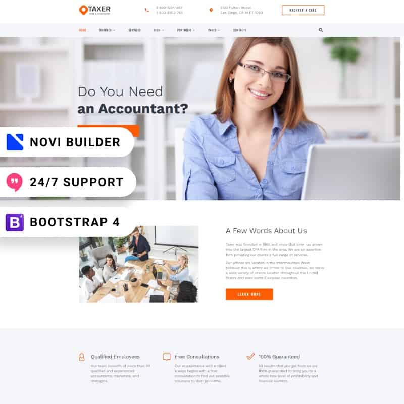 Taxer - Novi Builder Accounting Company Website Template